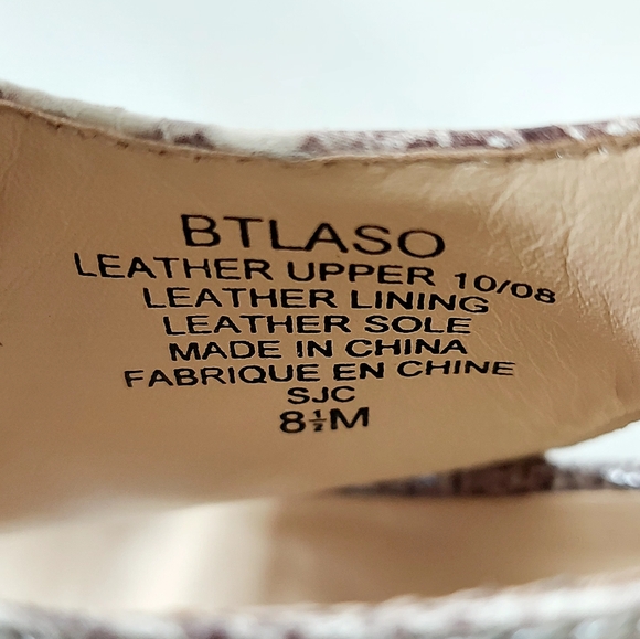 Boutique 9 Peep Toe Sandals Size 8.5 Snakeskin Print Stack Heel Buckle Pumps - Picture 10 of 12